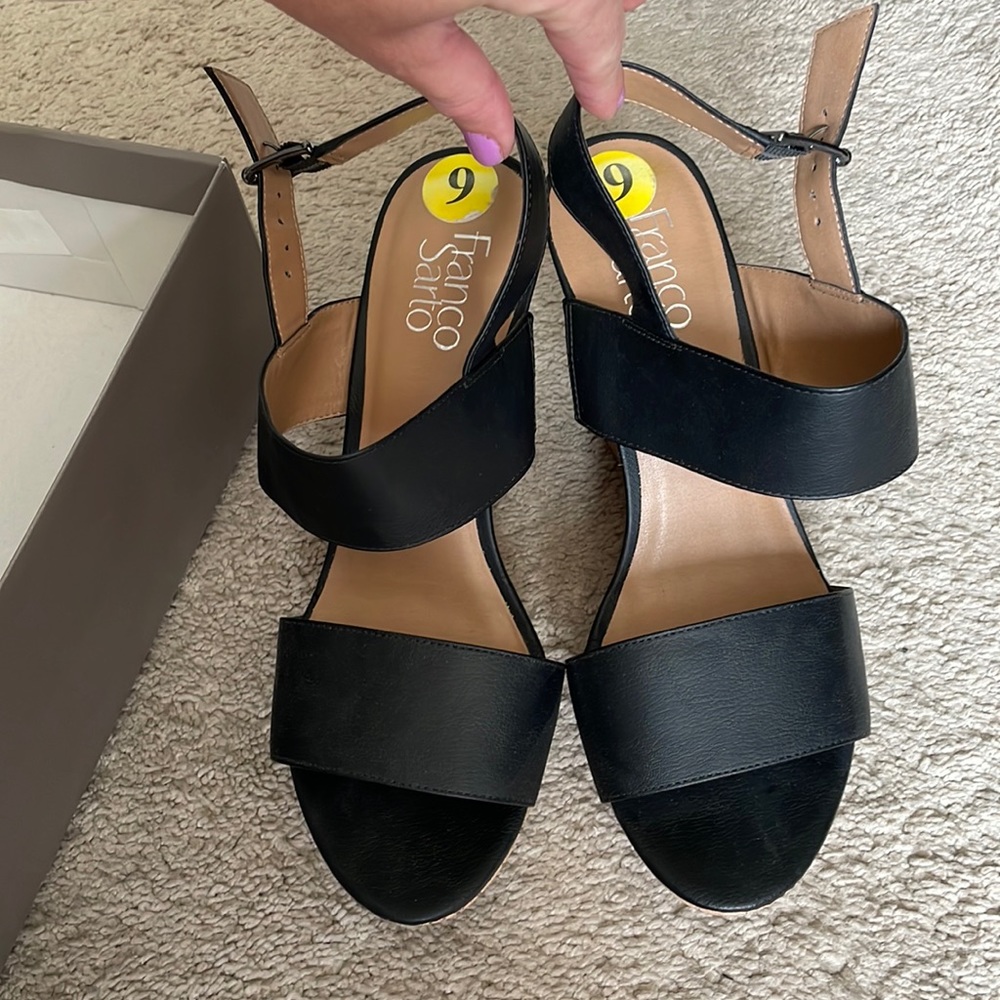 Franco sarto black wedges with straps